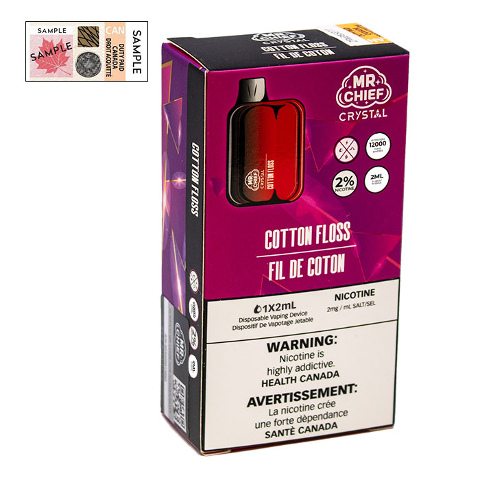 (Stamped) Crystal Cotton Floss 7000 Puffs Disposable Vape By Mr. Chief Ct 10