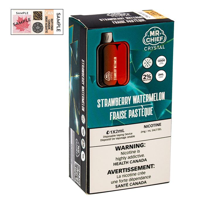 (Stamped) Crystal Strawberry Watermelon 7000 Puffs Disposable Vape By Mr. Chief Ct 10