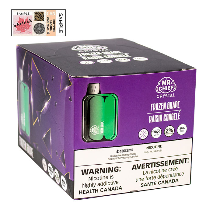 (Stamped) Crystal Frozen Grape 7000 Puffs Disposable Vape By Mr. Chief Ct 10