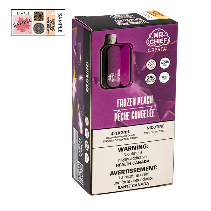 (Stamped) Crystal Frozen Peach 7000 Puffs Disposable Vape By Mr. Chief Ct 10