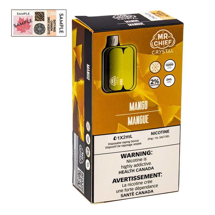(Stamped) Crystal Mango 7000 Puffs Disposable Vape By Mr. Chief Ct 10
