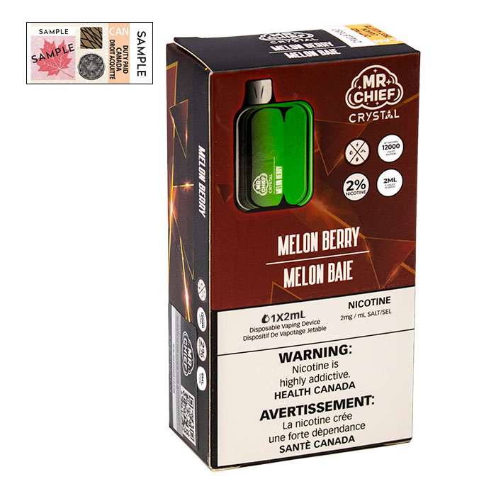 (Stamped) Crystal Melon Berry 7000 Puffs Disposable Vape By Mr. Chief Ct 10