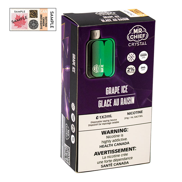 (Stamped) Crystal Grape Ice 7000 Puffs Disposable Vape By Mr. Chief Ct 10