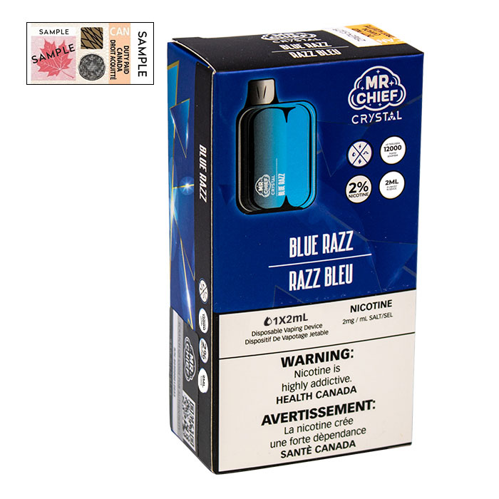(Stamped) Crystal Blue Razz 7000 Puffs Disposable Vape By Mr. Chief Ct 10