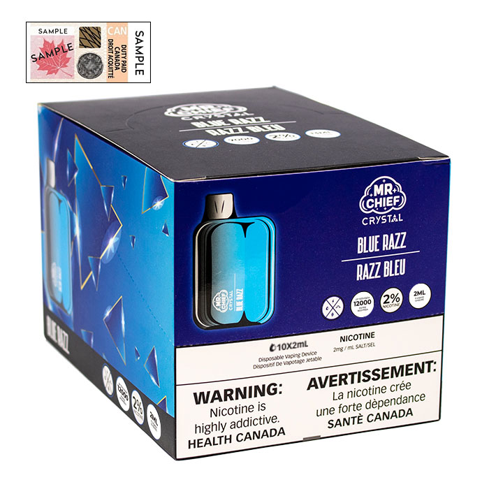 (Stamped) Crystal Blue Razz 7000 Puffs Disposable Vape By Mr. Chief Ct 10