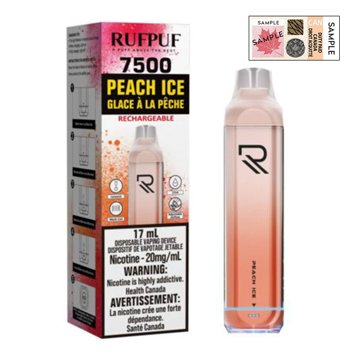 (Stamped) G Core Rufpuf 7500 Puffs Peach Ice Disposable Vape Ct 10