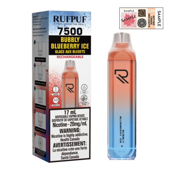 (Stamped) G Core RufPuf 7500 Puffs Bubbly Blueberry Ice  Disposable Vape Ct 10