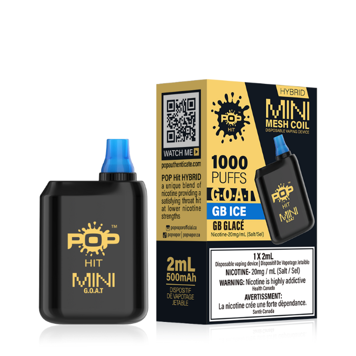 Bc Compliance - (Stamped) Gb Ice G.O.A.T Mini Pop Hybrid Box 1000 Puffs Disposable Vape Ct 10