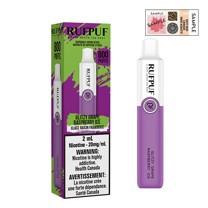 BC Compliance - Glitzy Grape Raspberry Ice G Core Rufpuf 800 Puffs Disposable Vape Ct 10