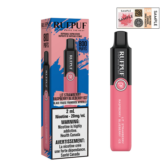 BC Compliance - Lit Strawberry Raspberry Blueberry Ice G Core Rufpuf 800 Puffs Disposable Vape Ct 10