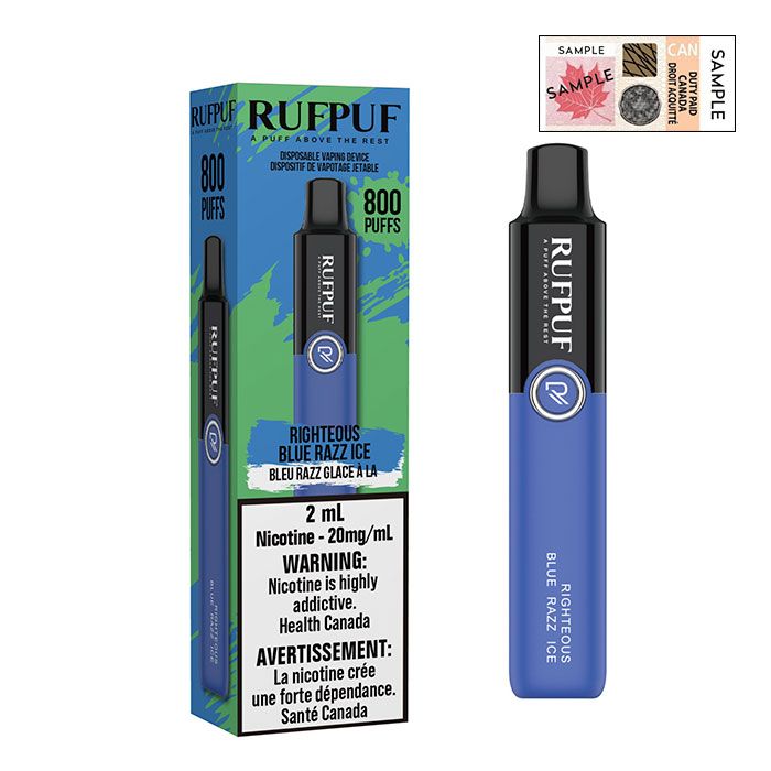 BC Compliance - Righteous Blue Razz Ice G Core Rufpuf 800 Puffs Disposable Vape Ct 10
