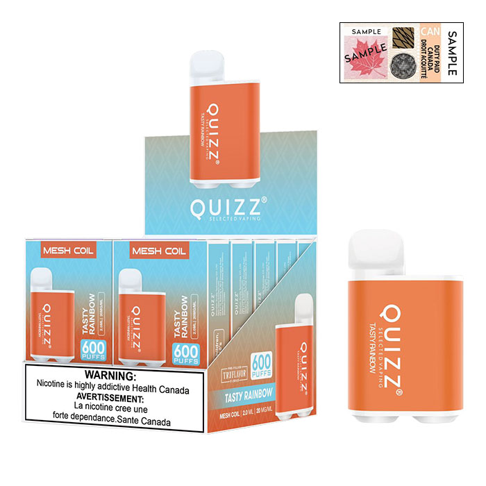 BC-Compliance (Stamped) Tasty Rainbow Quizz 600 Puffs Disposable Vape Ct 10
