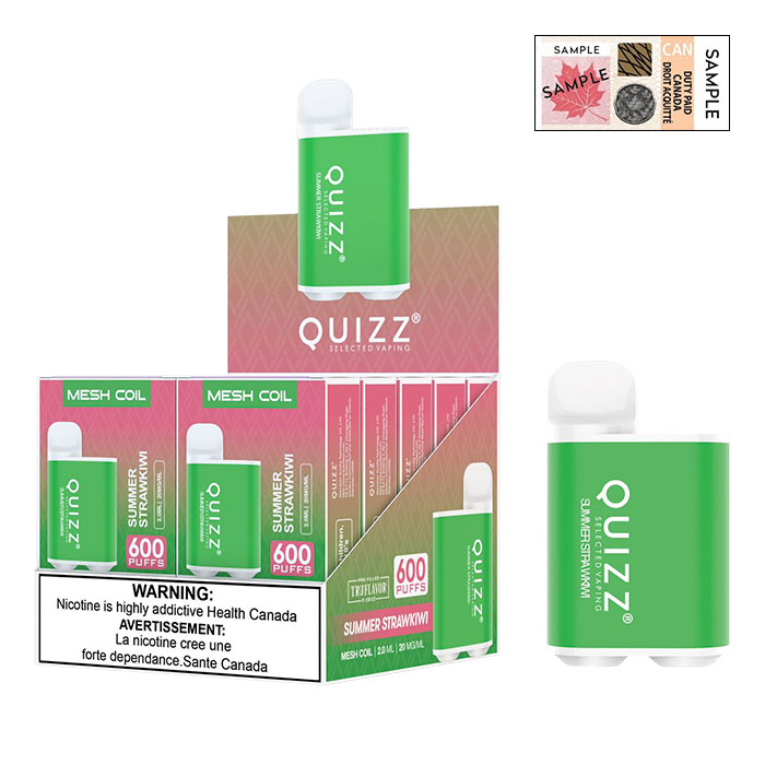 BC-Compliance (Stamped) Summer Strawkiwi Quizz 600 Puffs Disposable Vape Ct 10