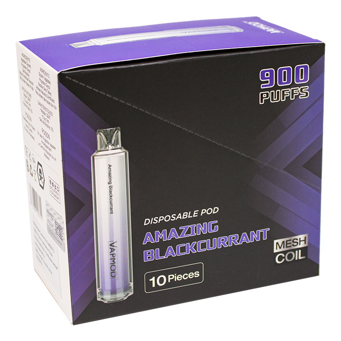 BC Compliance - Amazing Blackcurrant Quickie 900 Puffs Vape By Vapmod Ct 10