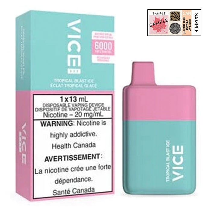 (Stamped) Tropical Blast Ice Vice Box 6000 Puffs Disposable Vape Ct 5