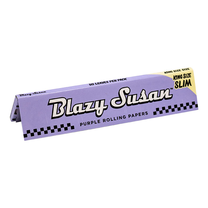 Blazy Susan Purple King Size Slim Rolling Paper Display of 50