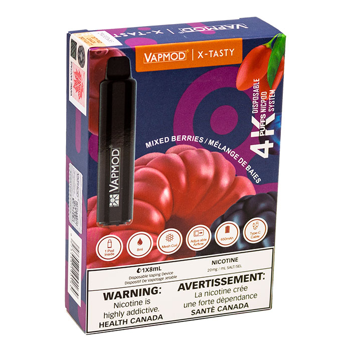 Mixed Berries (Stamped) Vapmod X-Tasty 4000 Puffs Disposable Vape Ct 5