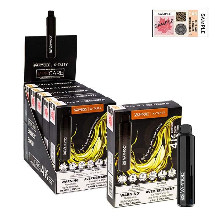 Energy Boom (Stamped) Vapmod X-Tasty 4000 Puffs Disposable Vape Ct 5