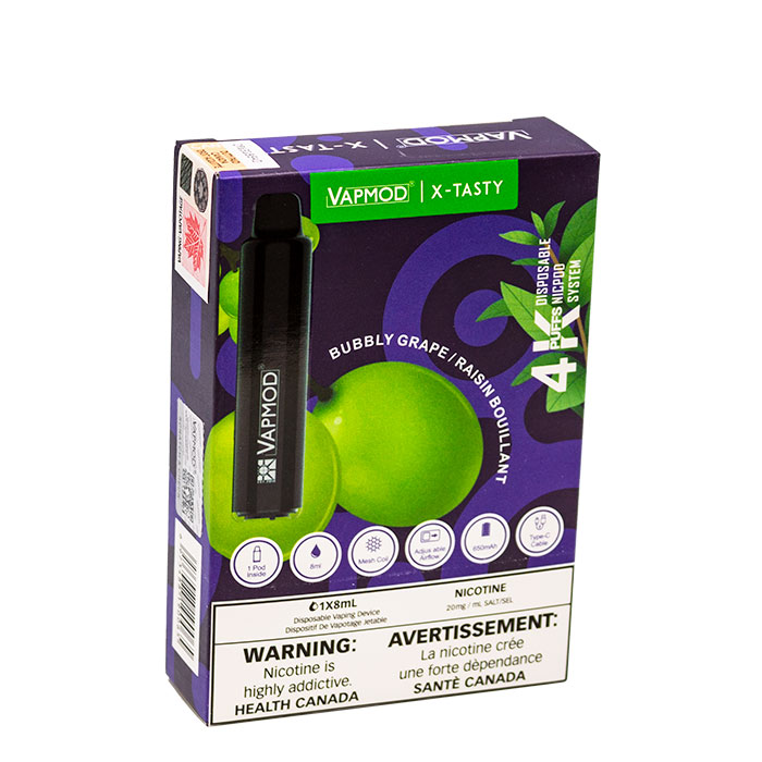 Bubbly Grape (Stamped) Vapmod X-Tasty 4000 Puffs Disposable Vape Ct 5