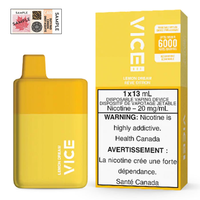 (Stamped) Lemon Dream Vice Box 6000 Puffs Disposable Vape Ct 5