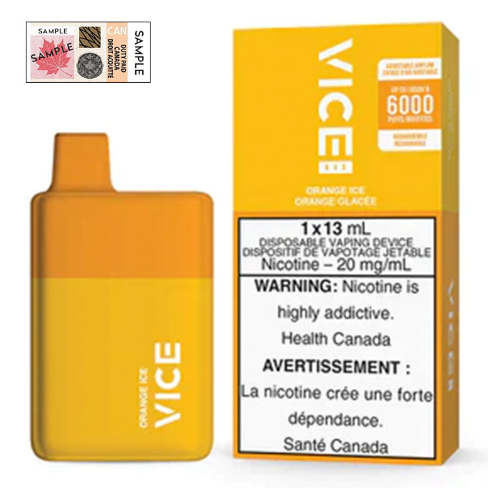 (Stamped) Orange Ice Vice Box 6000 Puffs Disposable Vape Ct 5