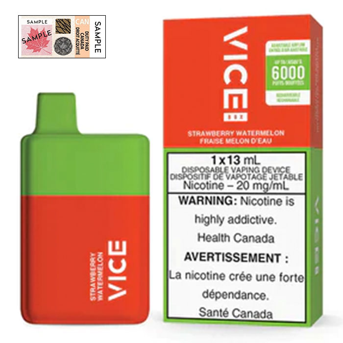 (Stamped) Strawberry Watermelon Vice Box 6000 Puffs Disposable Vape Ct 5