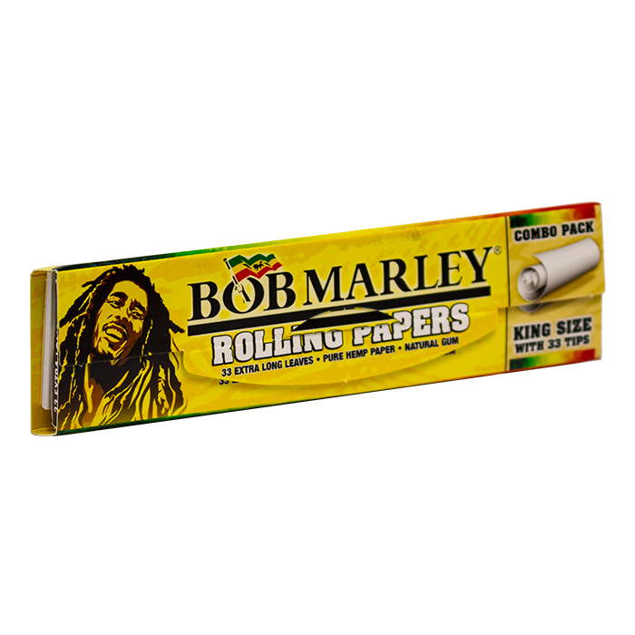 Bob Marley Pure Hemp King Size Rolling Paper Combo With 33 Tips Ct 24