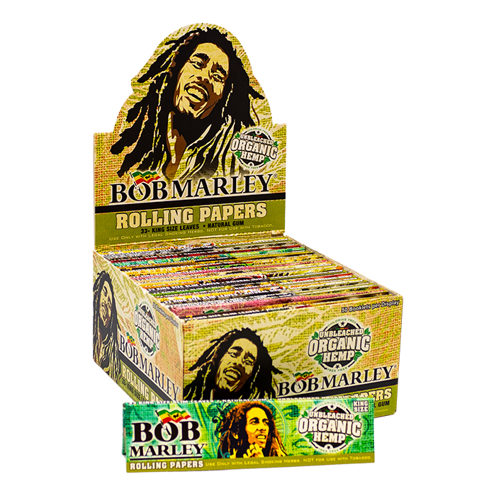 Bob Marley Unbleached Pure Hemp King Size Rolling Paper Ct 50