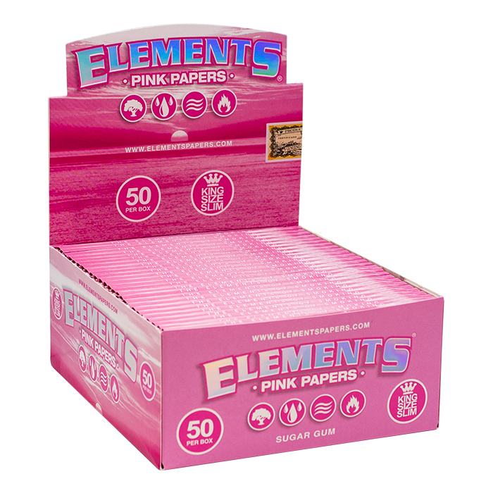 Elements Pink King Size Slim Rolling Paper Ct 50