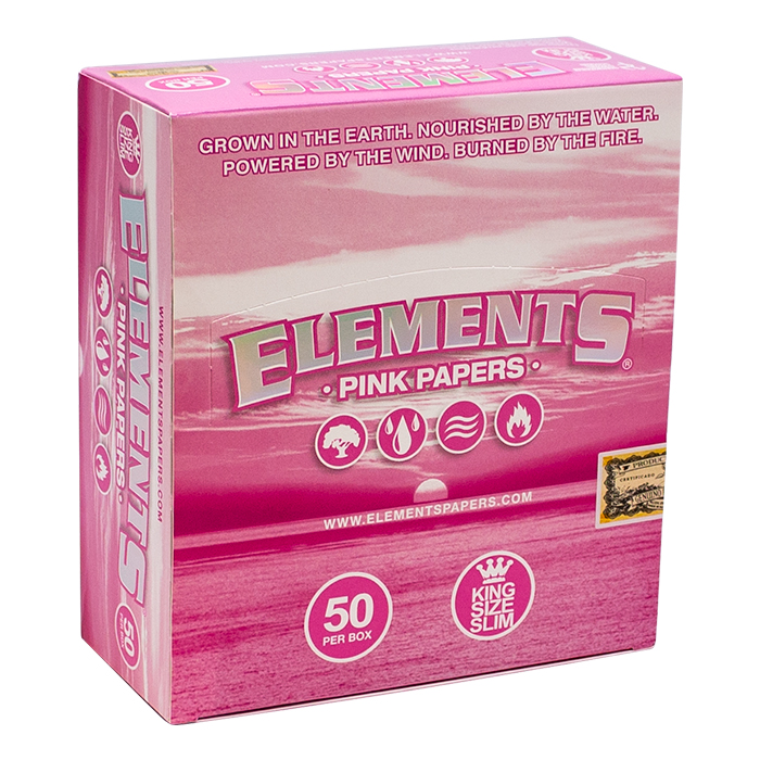Elements Pink King Size Slim Rolling Paper Ct 50