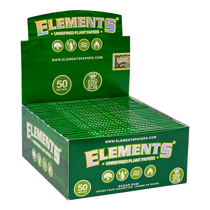 Elements Green King Size Slim Rolling Paper Ct 50