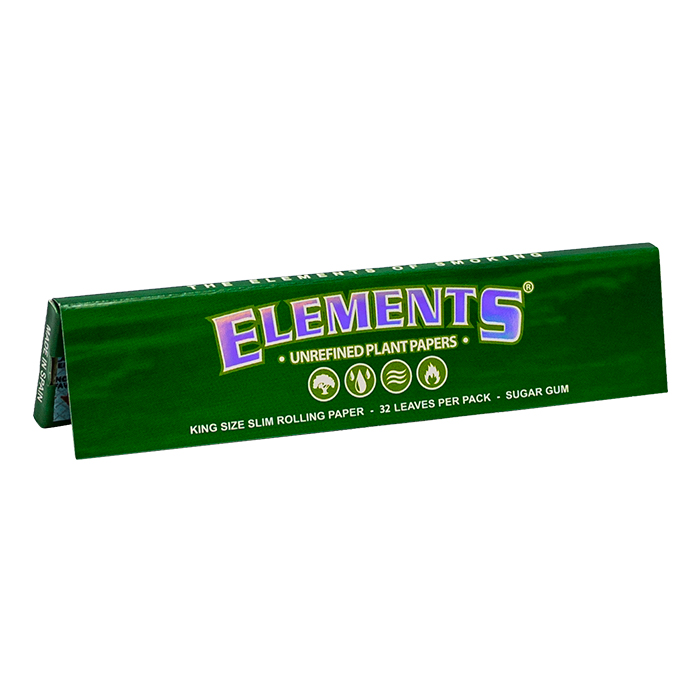 Elements Green King Size Slim Rolling Paper Ct 50