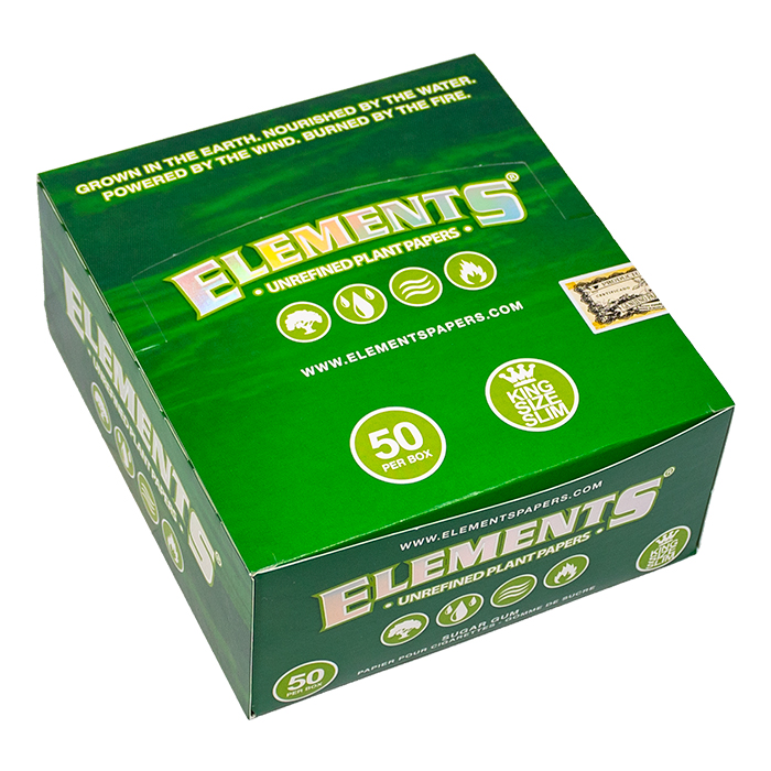 Elements Green King Size Slim Rolling Paper Ct 50