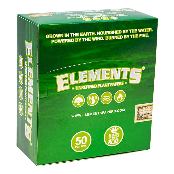 Elements Green King Size Slim Rolling Paper Ct 50