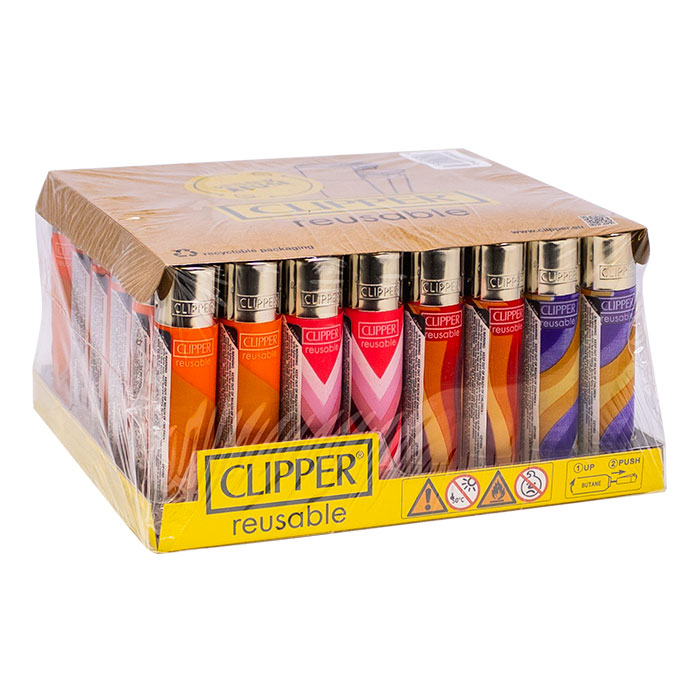 Clipper Warm Pattern Lighters Display of 48