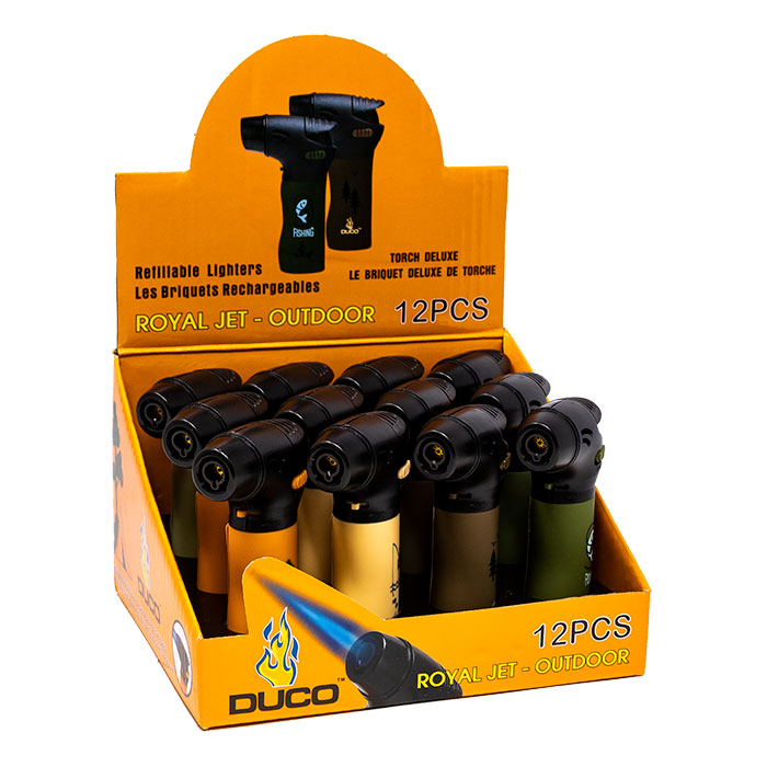 Duco Royal Jet Outdoor Deluxe Torch Lighters Display of 12