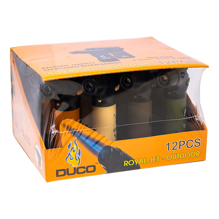 Duco Royal Jet Outdoor Deluxe Torch Lighters Display of 12