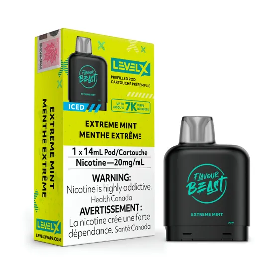 Level X Extreme Mint Iced 7000 Puffs Flavour Beast Pods Ct 6