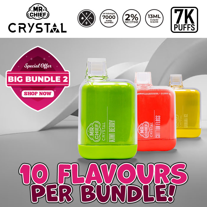 Mr. Chief Crystal 7000 Puffs Disposable Vape Deal of 10 Different Flavors