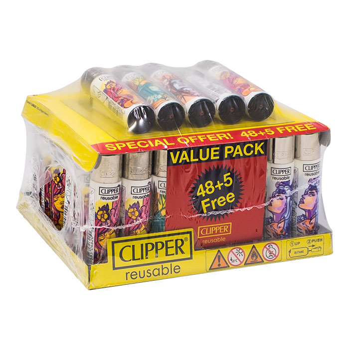 Clipper Goddess Lighters Display of 48 With 5 Free Lighters