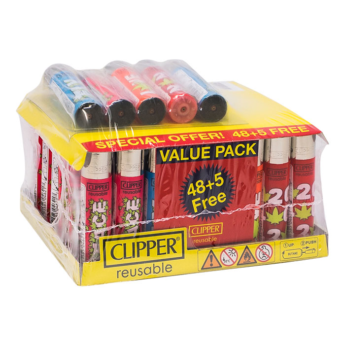 Clipper Mush Words Lighters Display of 48 With 5 Free Lighters