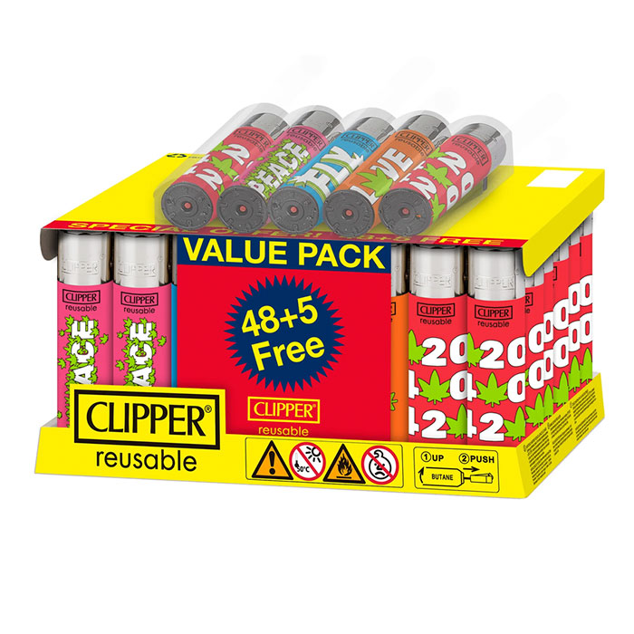 Clipper Mush Words Lighters Display of 48 With 5 Free Lighters