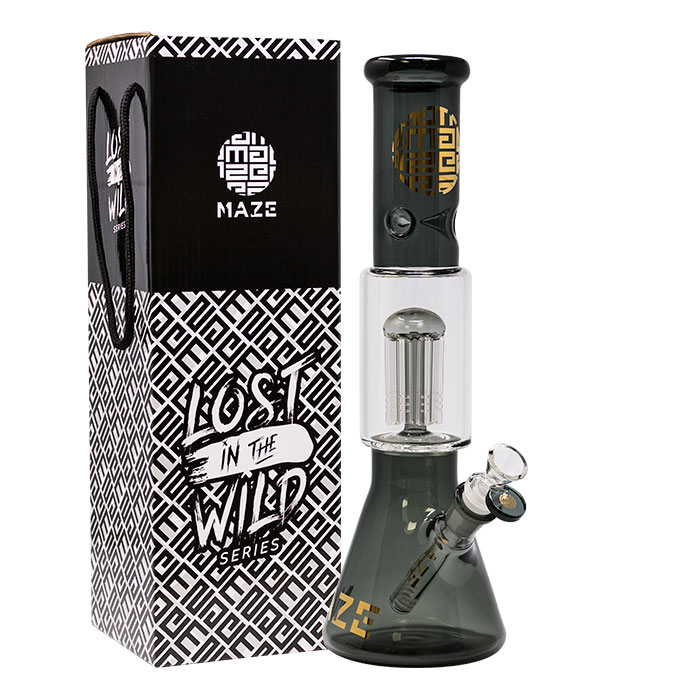 Grey Lost In The Wild Series 12-14 Inches Maze Glass Bong