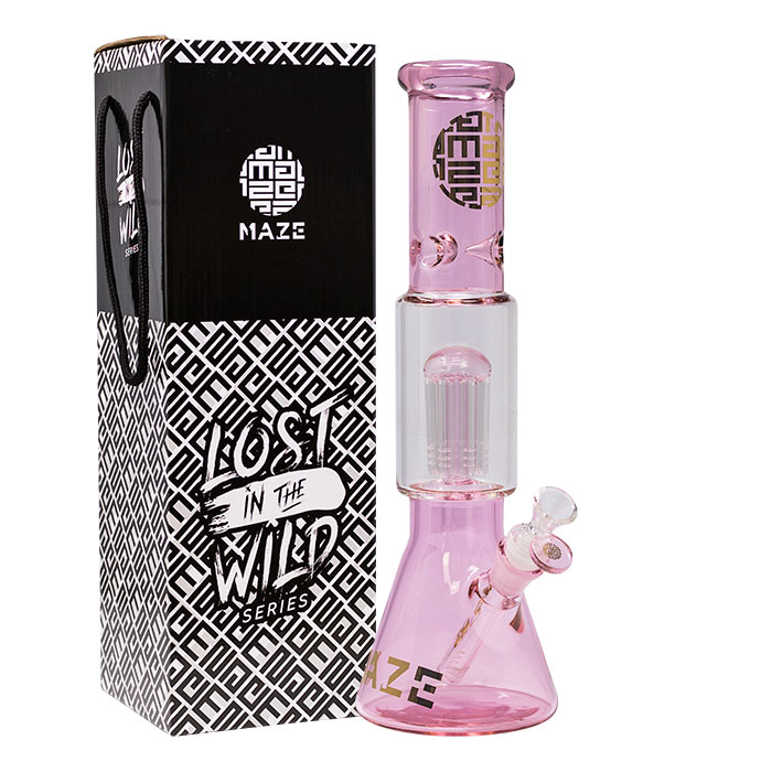 Pink Lost In The Wild Series 12-14 Inches Maze Glass Bong