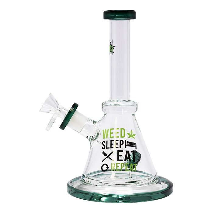 Weed Sleep Eat Repeat 8 Inches Ganjavibes Teal Glass Bong From Stay High Series