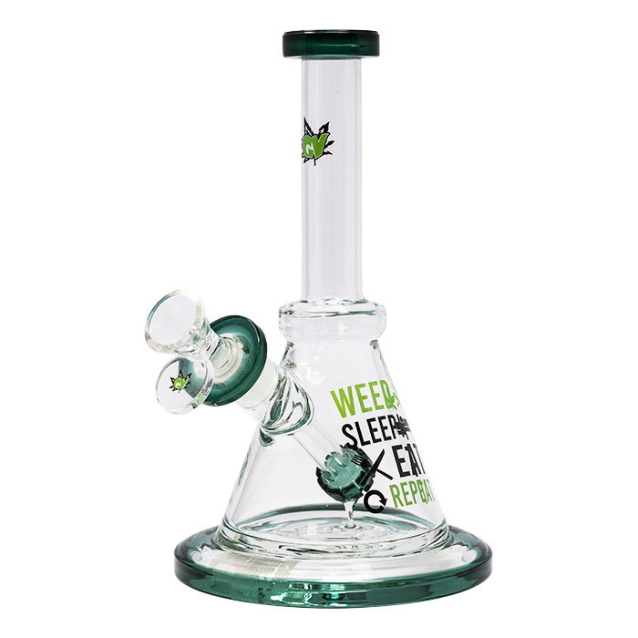Weed Sleep Eat Repeat 8 Inches Ganjavibes Teal Glass Bong From Stay High Series