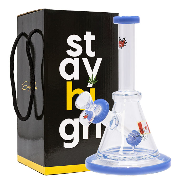 Canada 420 Approved 8 Inches Ganjavibes Jade Blue Glass Bong From Stay High Series