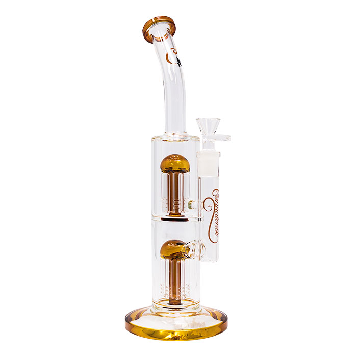 Amber Cannatonik Double Percolator 14 Inches Glass Bong