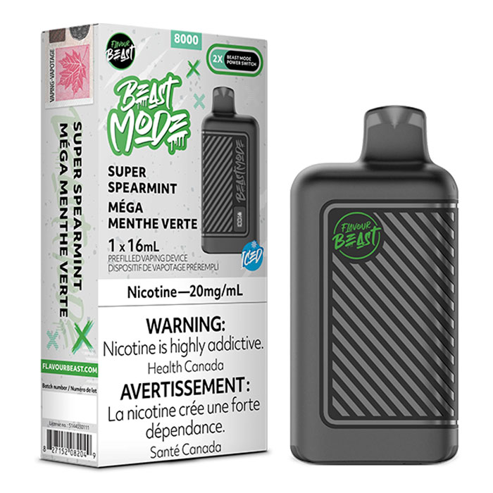 (Stamped) Super Spearmint Flavour Beast Mode 8000 Puffs Disposable Vape Ct 5
