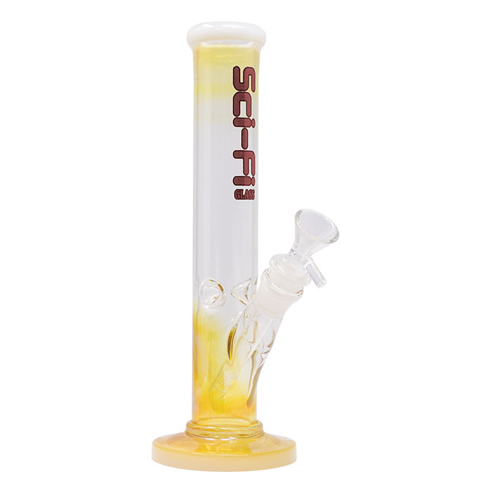 White Cylindrical Sci Fi Glass 12 Inches Bong